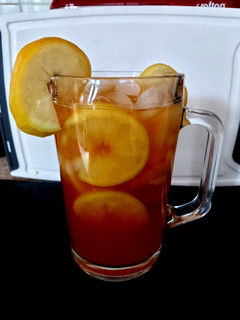 A picture of My Iced tea lovely when chilled in the fridge overnight. 🍋☕🧊🥰.