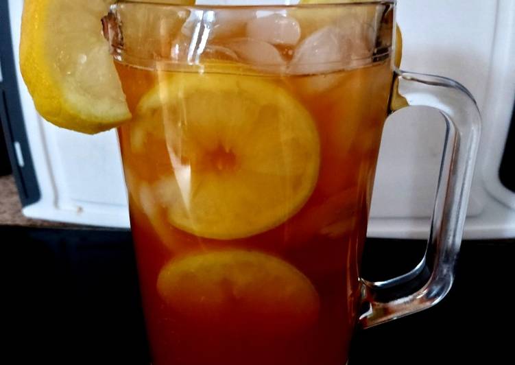 My Iced tea lovely when chilled in the fridge overnight. 🍋☕🧊🥰