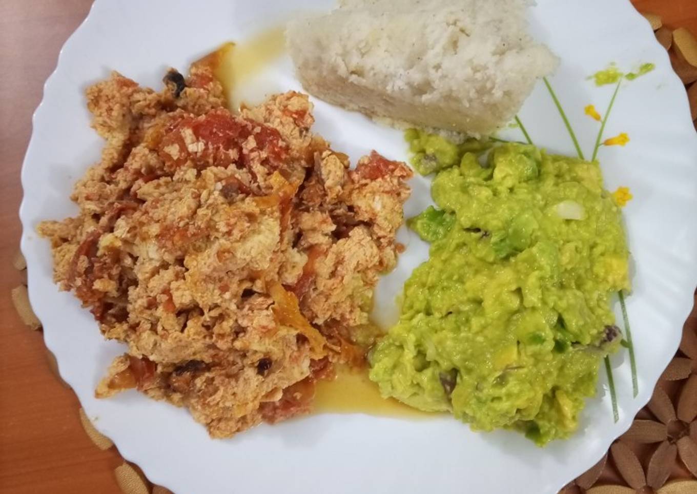 Ugali and Fried Eggs served with Guacamole
