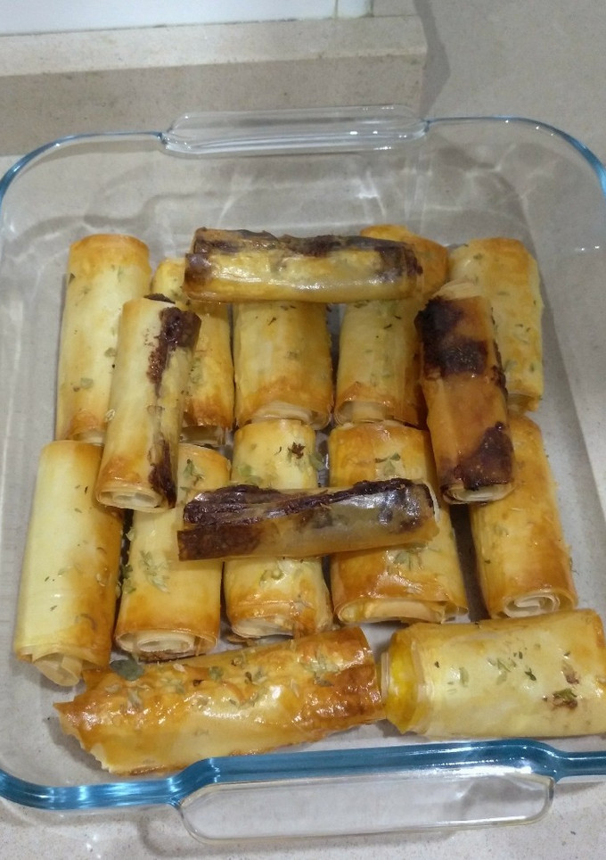 Una foto de Bocaditos de queso y Nocilla con pasta filo