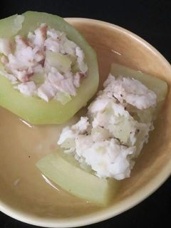 Hình của món Cá lóc hấp bầu cho bé.
