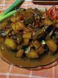 Tumis atiampela+ kentang kecap