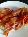 My Crispy Streaky Bacon on Toasted Crumpets and Maple Syrup
