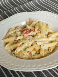 Una foto de Macarrones con verduras al queso Azul