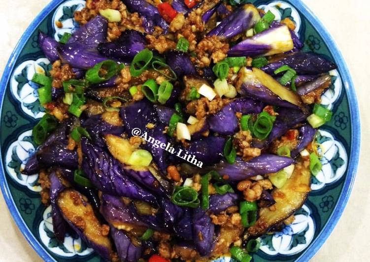 Cara Gampang Menyiapkan Tumis terong &amp; daging,yi siang jiecek (Taiwan food) Anti Gagal