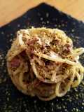 Spaghetti mortadella e crema di pistacchio
