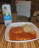 Tortitas de pollo con caldo de jitomate