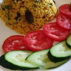 A picture of Garlic masala rice.