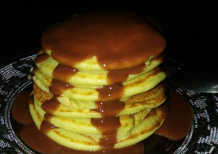 Pancake greentea lembuut dg fla coklat