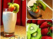 Una foto de batido de fresa con kiwi