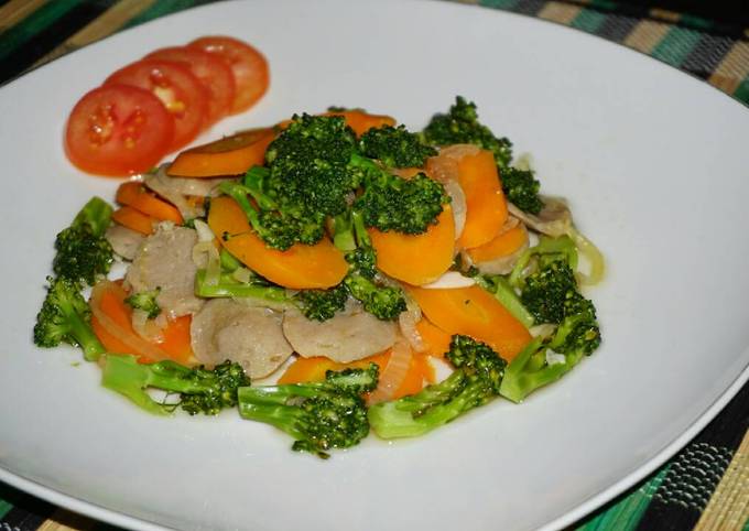 Resep Capcay Bakso Brokoli Wortel, Enak Banget