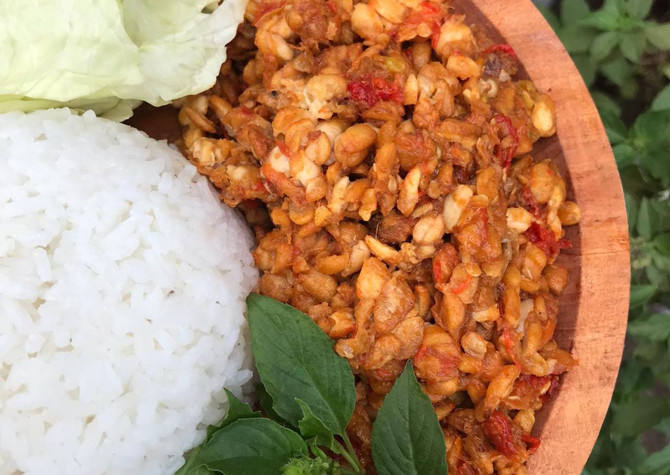 Lalapan Tempe geprek -- sambel tomat