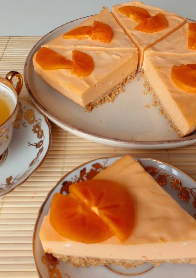 Сирний чизкейк з хурмою і курагою без випічки🍁