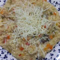 Una foto de Risotto de vegetales y hongos