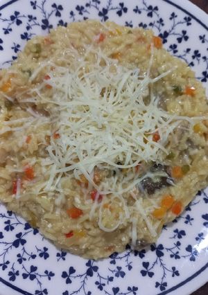 Una foto de Risotto de vegetales y hongos