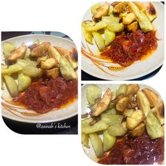 Fried sweet potato & sauce🍽 A picture of Fried sweet potato & sauce🍽.