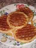 My cinnamon waffles with caramel syrup