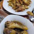 Jamoncitos de pollo en salsa con champis