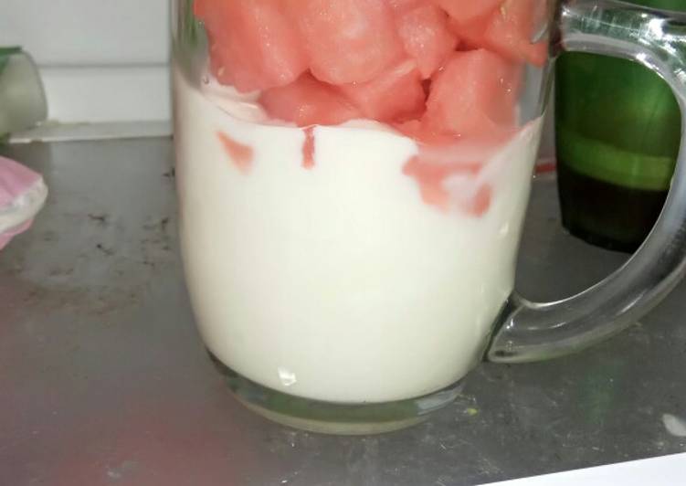 Cara Gampang Membuat Juice yoghurt semangka, Enak
