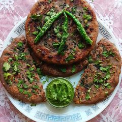 A picture of Potato Peas Stuffed Jowar Flour Paratha. Smart, Spicy And Super.