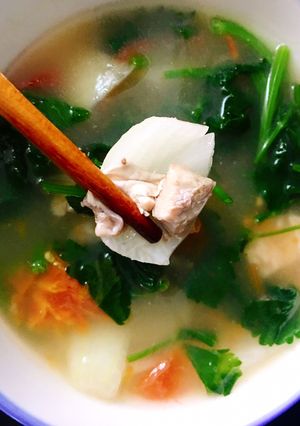 Hình của món Cá đuối nấu ngót.