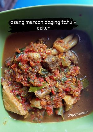 Foto resep Oseng mercon daging tahu + ceker