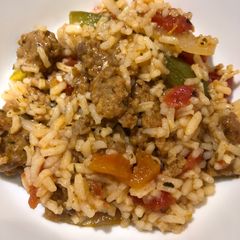 A picture of Italian Sausage with Rice 🍚.