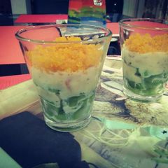 Tri colour fruit parfait A picture of Tri colour fruit parfait.