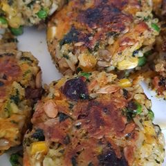 A picture of Butternut squash veggie burgers.