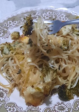 Una foto de Tallarines a los 4 quesos con brócoli