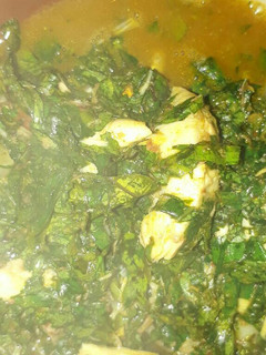 A picture of Achi soup with vegetable.