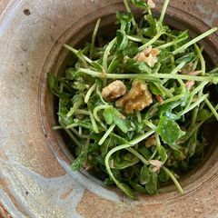 A picture of Pea Sprouts and Canned Tuna Salad with Soy Sauce and Sesame.