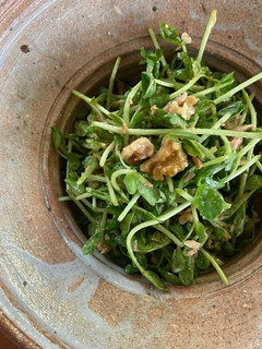 A picture of Pea Sprouts and Canned Tuna Salad with Soy Sauce and Sesame.