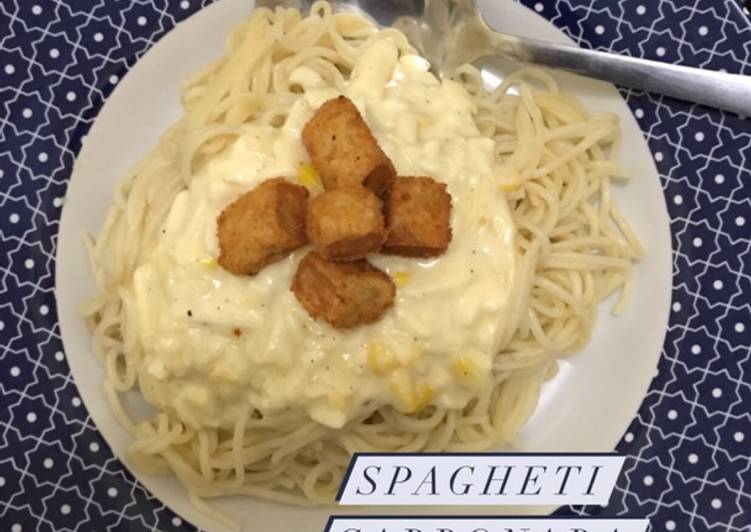 makanan Spaghetti carbonara yang Lezat Sekali