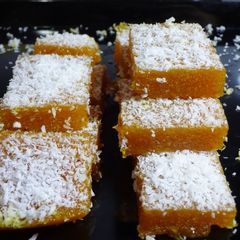 A picture of Mango Coconut Burfi without oil.