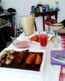 Camote, papas y yuca con miel de magey