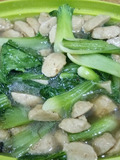 Foto resep Tumis sayur Pakcoy (hidroponik) campur bakso ayam organik