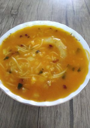 عکسی از دستور سوپ جو و ورمیشل رستورانی (با گردن مرغ)