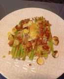 Espárragos verdes con jamón y huevo en Airfryer