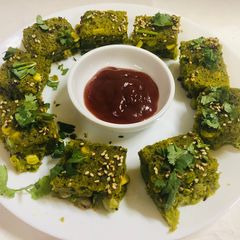 A picture of Mix veg palak dhokla.