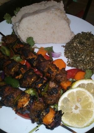 A picture of Mishkaki (kebab).