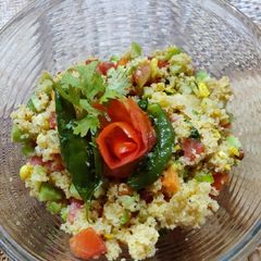 A picture of Dhokla with a twist - DHOKLA CHAAT!.
