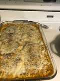 Smothered broccoli and rice pork chop