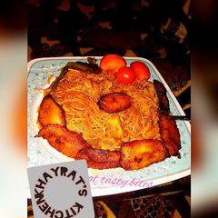 A picture of Brown spaghetti recipe# team Katsina.