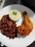 Pata de pollo a la fritura y Frijoles colorados