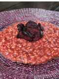 Risotto barbabietola,mantecato al caprino.con Chips di barbabietole