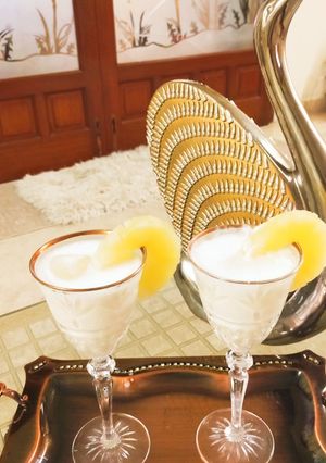 A picture of Pineapple lassi/ refreshing pineapple smoothie.