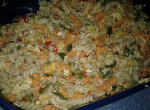 Una foto de Zapallito revuelto c/pollo y tirabuzón