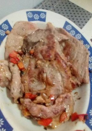 Una foto de Chuletas de aguja a la mostaza