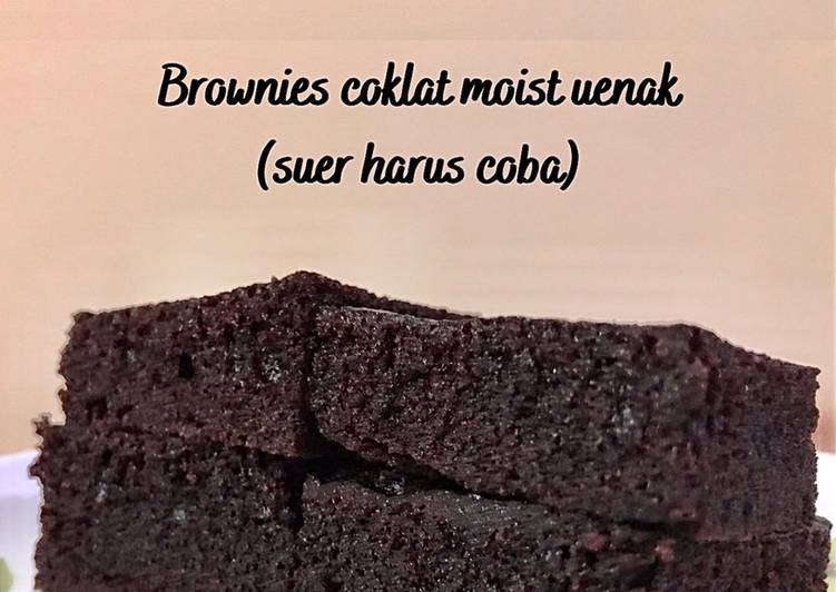 Brownies kukus no mixer. Super moist + lembut + enak (choco lovers wajib coba)